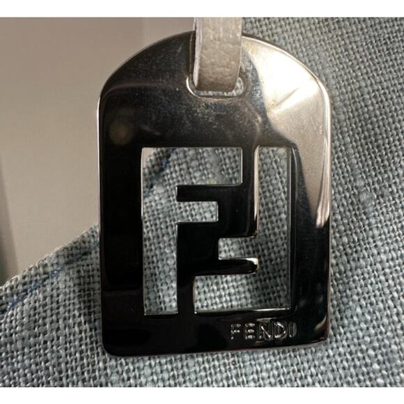 FENDI Vintage Baby Blue Linen Shoulder Hobo Bag (FFXX180) - Picture 15 of 15